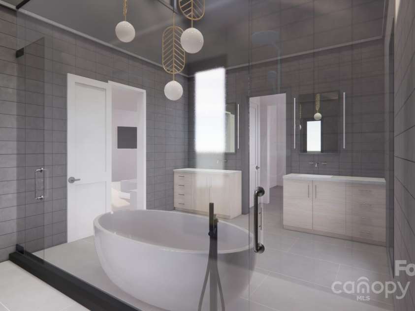22554 John Gamble Road, Cornelius, NC 28031.  MLS# CAR4259378, YatesRealty ID 14195. Primary bathroom rendering