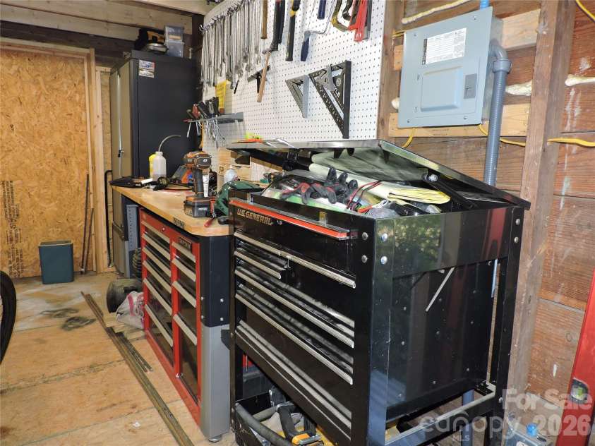 4 Carter Road, Weaverville, NC 28787.  MLS# CAR4373201, YatesRealty ID 14227. Inside workshop