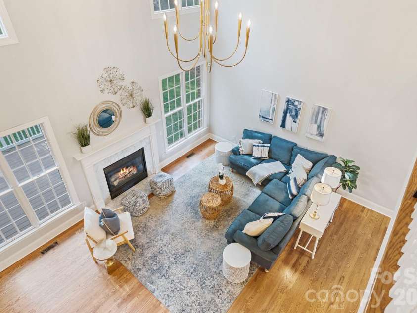 12644 Lahinch Court, Charlotte, NC 28277.  MLS# CAR4364918, YatesRealty ID 14234. Birds eye view of the 2-story family room