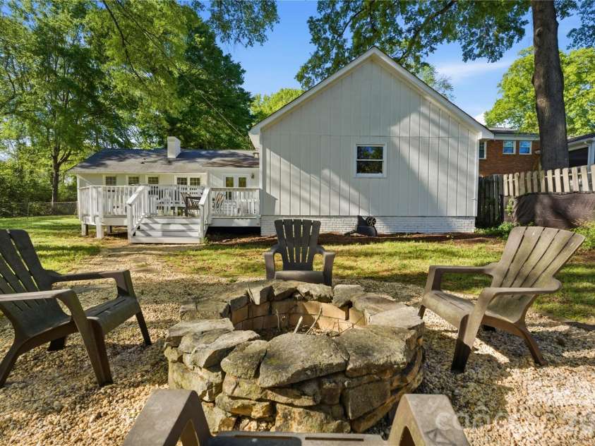 620 Shawnee Drive, Charlotte, NC 28209.  MLS# CAR4368802, YatesRealty ID 14235. Fire pit in the back of deck area