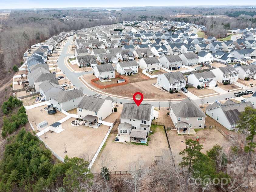 6308 Durango Way, Denver, NC 28037.  MLS# CAR4336580, YatesRealty ID 14236. Aerial view of the home. Front and Back yard has irrigation
