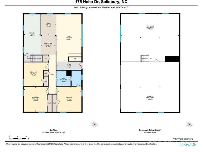 175 Neita Drive, Salisbury, NC 28147.  MLS# CAR4243753, YatesRealty ID 14287. Upper and Lower Level Floorplan