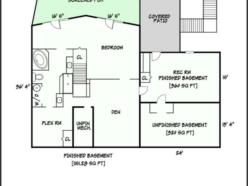 351 Kirkpatrick Road, Taylorsville, NC 28681.  MLS# CAR4367808, YatesRealty ID 14294. Floor Plan Basement Level 