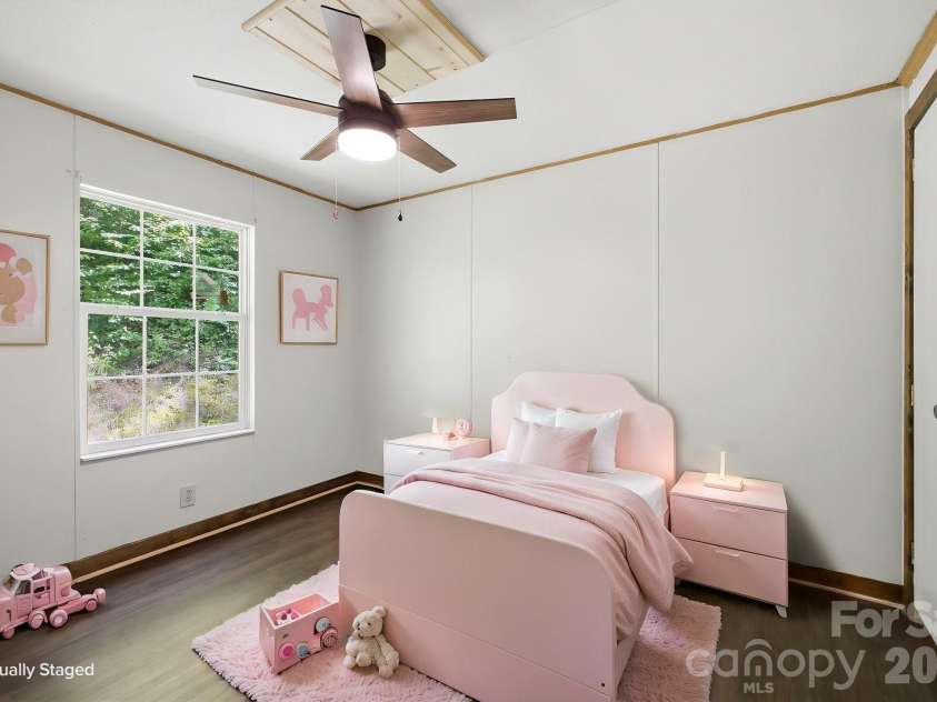 55 Twin Oaks Lane, Spruce Pine, NC 28777.  MLS# CAR4404051, YatesRealty ID 1438. Virtually Staged Back Bedroom