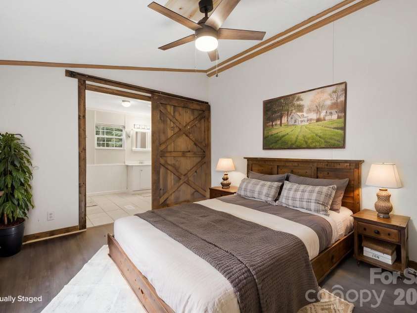 55 Twin Oaks Lane, Spruce Pine, NC 28777.  MLS# CAR4404051, YatesRealty ID 1438. Virtually Staged Master Bedroom