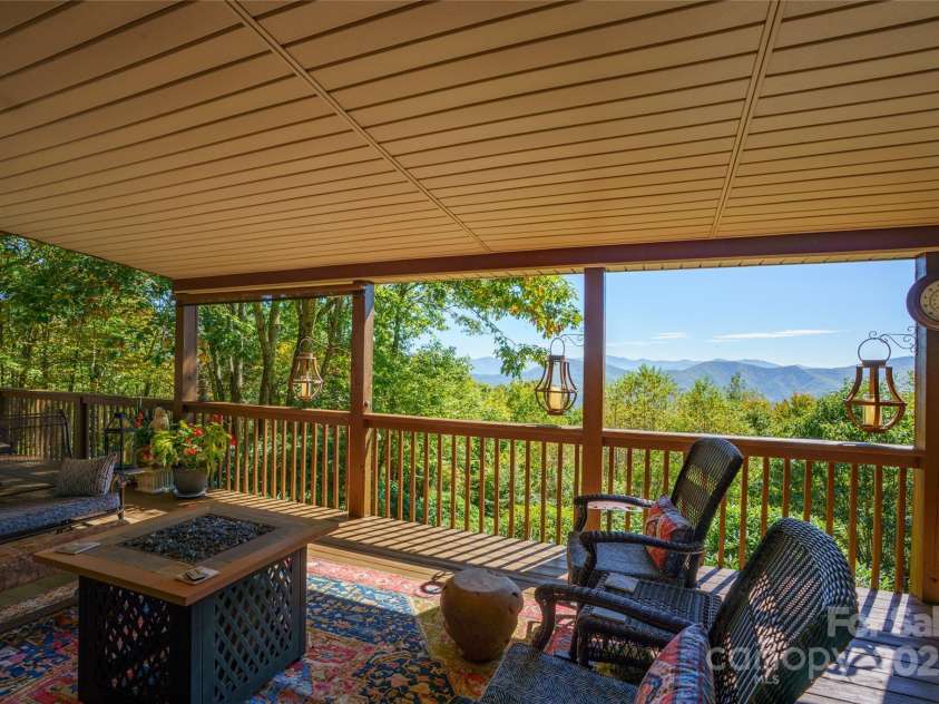 287 Leatherwood Road, Maggie Valley, NC 28751.  MLS# CAR4309894, YatesRealty ID 14390. Front Deck View 2