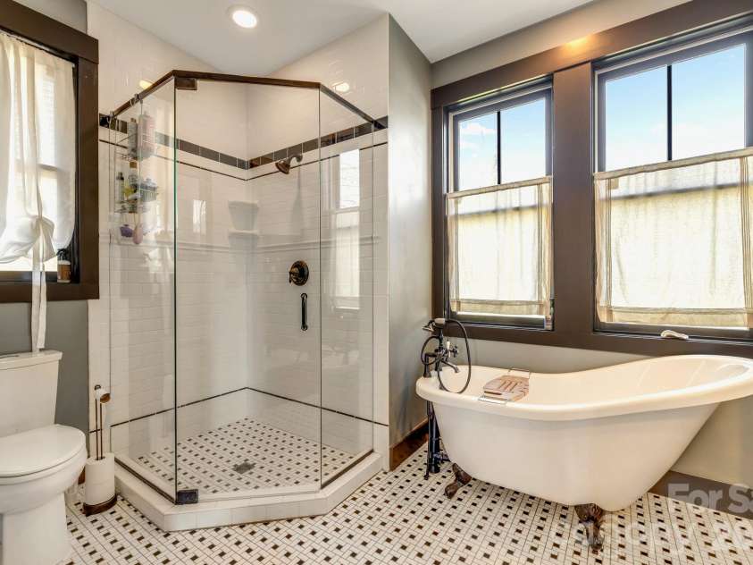 226 Flint Street, Asheville, NC 28801.  MLS# CAR4301613, YatesRealty ID 14445. Primary bathroom on upper floor