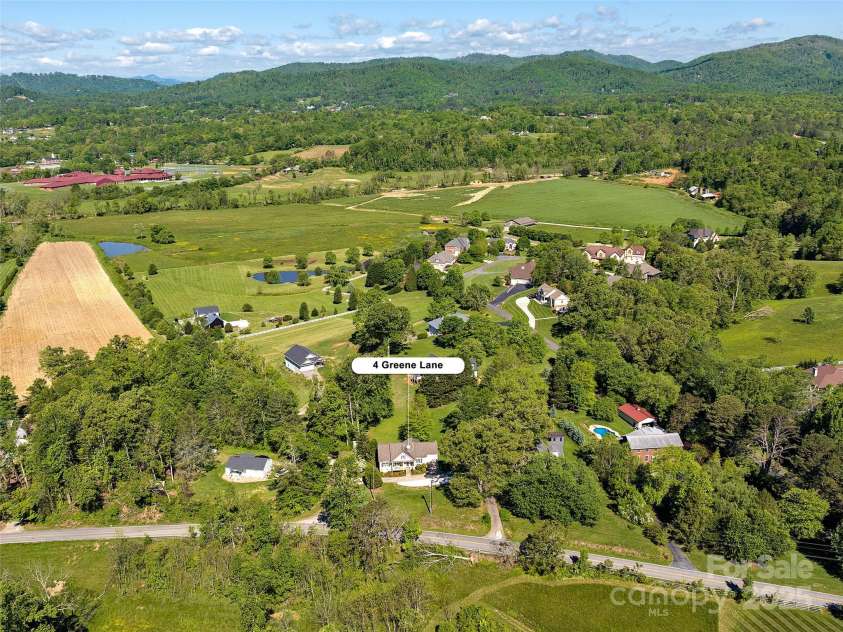 4 Greene Lane, Fletcher, NC 28732.  MLS# CAR4256056, YatesRealty ID 14458. Aerial view