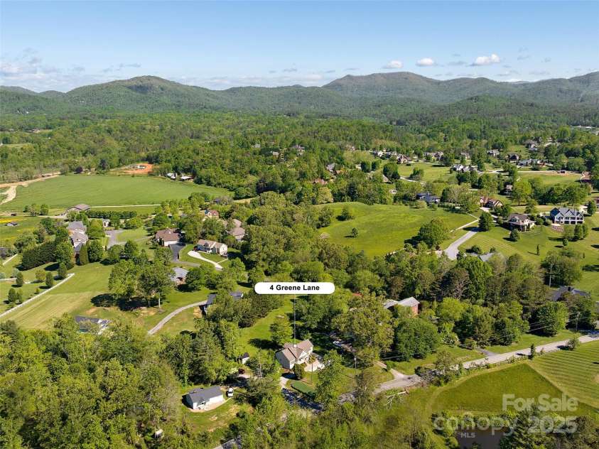 4 Greene Lane, Fletcher, NC 28732.  MLS# CAR4256056, YatesRealty ID 14458. Aerial view