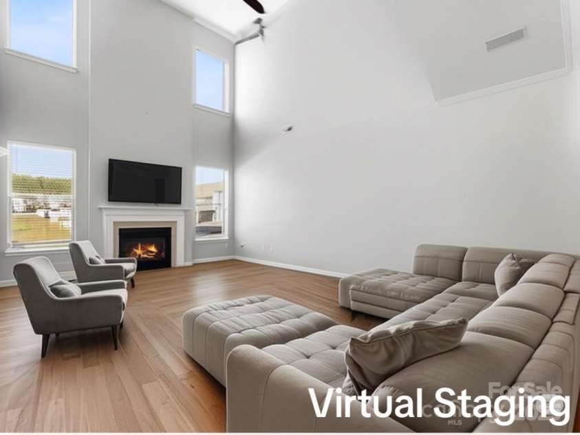 110 Lantern Acres Drive, Mooresville, NC 28115.  MLS# CAR4242068, YatesRealty ID 14516. Family Room (Virtual stage)