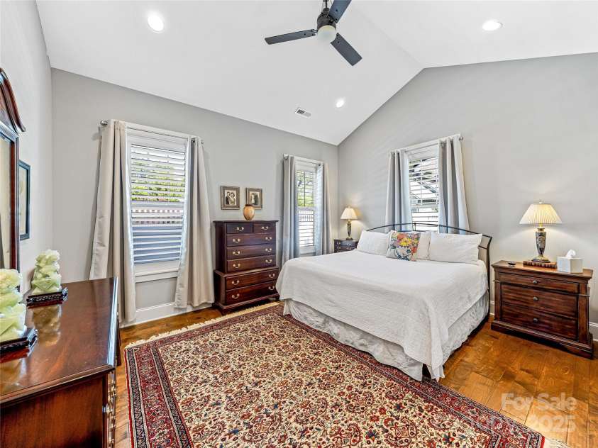 294 Main Street, Brevard, NC 28712.  MLS# CAR4260783, YatesRealty ID 14562. Primary bedroom with vaulted ceiling