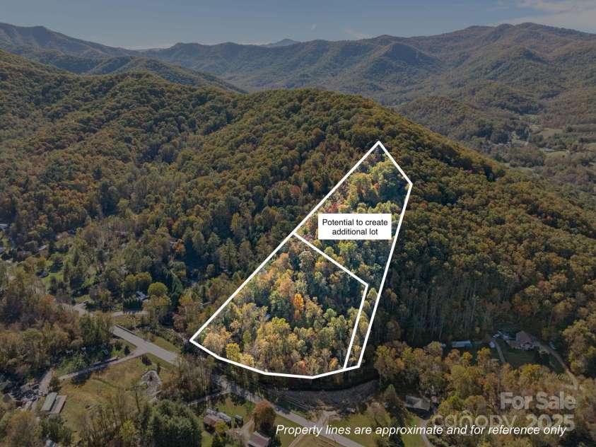 74 Davis Chapel Road, Candler, NC 28715.  MLS# CAR4311937, YatesRealty ID 1457. Approximate lot lines and possible subdivision