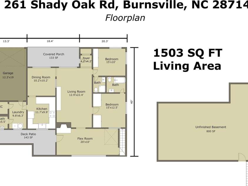 261 Shady Oak Road, Burnsville, NC 28714.  MLS# CAR4373735, YatesRealty ID 14595. Floor Plan.