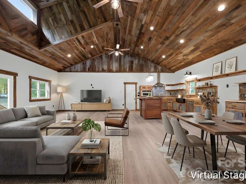 486 Hunter-Lysik Way, Laurel Springs, NC 28644.  MLS# CAR4325096, YatesRealty ID 14597. Great Room | Virtually Staged