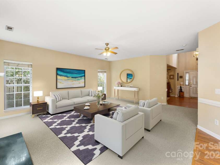 17240 Georgian Hall Drive, Charlotte, NC 28277.  MLS# CAR4296135, YatesRealty ID 1472. Greatroom virtually staged