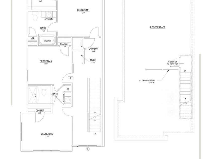 5002 Nimes Road, Charlotte, NC 28208.  MLS# CAR4076271, YatesRealty ID 1477. Floor Plan, showing the upper floor and rooftop terrace (Page 2/2)