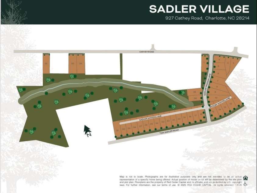 2023 Sadler Woods Lane, Charlotte, NC 28214.  MLS# CAR4263129, YatesRealty ID 14781. Sadler Village Site Map