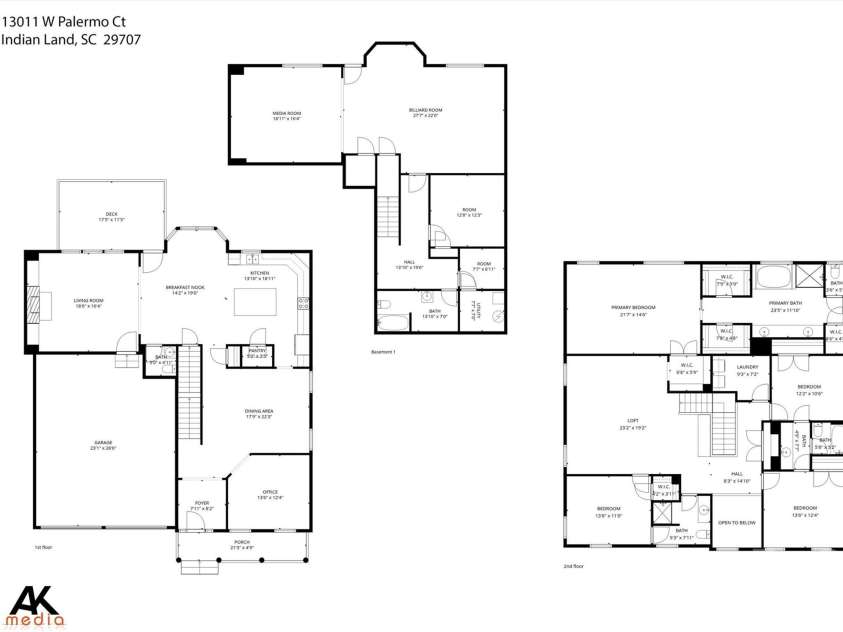 13011 Palermo Court, Indian Land, SC 29707.  MLS# CAR4350745, YatesRealty ID 14831. Floorplan layout
