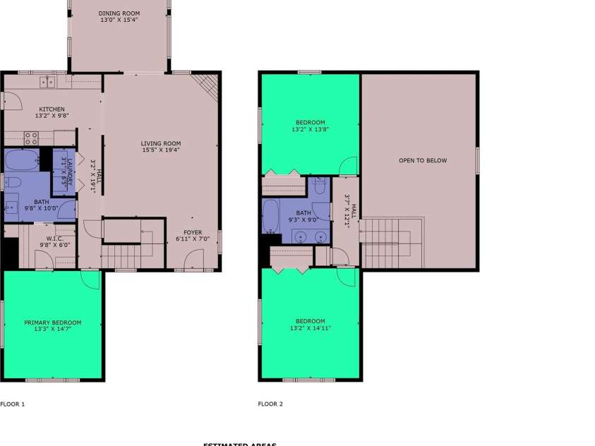 1665 Sherwood Court, Sherrills Ford, NC 28673.  MLS# CAR4223633, YatesRealty ID 14866. Floor Planpink - living areapurple - wet roomsgreen - bedrooms