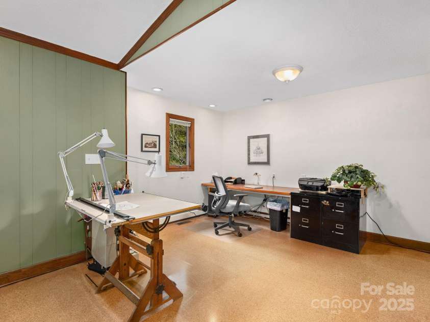 308 Sondley Drive, Asheville, NC 28805.  MLS# CAR4202100, YatesRealty ID 14904. Studio space extends back for additional space, incredible cork floors throughout the room