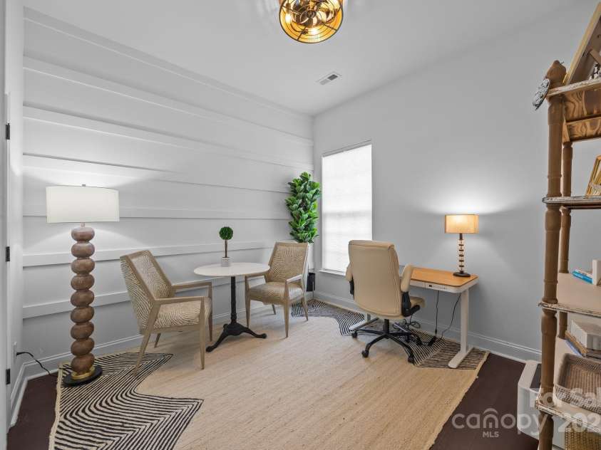 15913 Trenton Place Road, Huntersville, NC 28078.  MLS# CAR4259795, YatesRealty ID 14953. Secondary bedroom currently used as an office with feature wall of horizontal style millwork and small walk in closet
