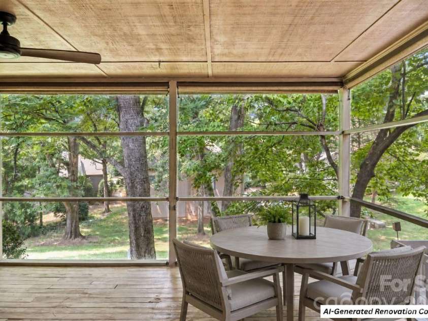 5120 Dunes Court, Charlotte, NC 28226.  MLS# CAR4367666, YatesRealty ID 14955. AI generated design concept - Outdoor dining area