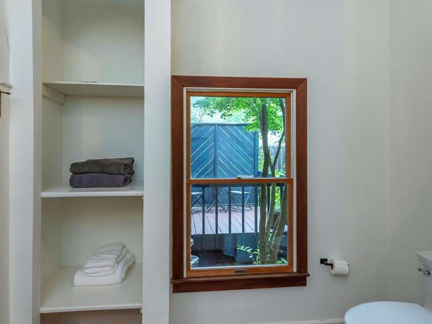 528 Padgettown Road, Black Mountain, NC 28711.  MLS# CAR4261507, YatesRealty ID 1499. Primary Suite Bath with open beamed ceilings.