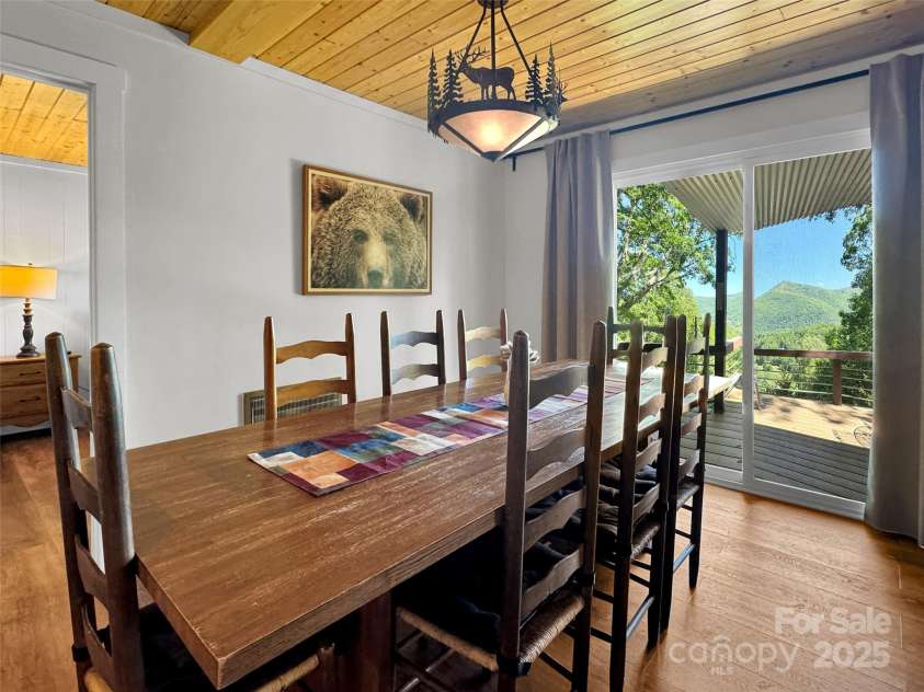 80 Hidden Falls Road, Maggie Valley, NC 28751.  MLS# CAR4259710, YatesRealty ID 15017. Dining area with views