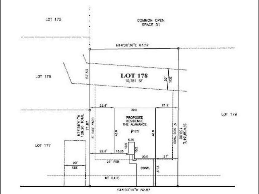 125 Jacobs Hill Place, Troutman, NC 28166.  MLS# CAR4233956, YatesRealty ID 15045. Plot Plan