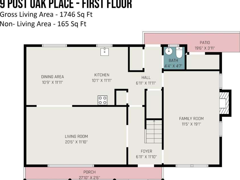 9 Post Oak Place, Salisbury, NC 28147.  MLS# CAR4212005, YatesRealty ID 15152. First Floor Measurements