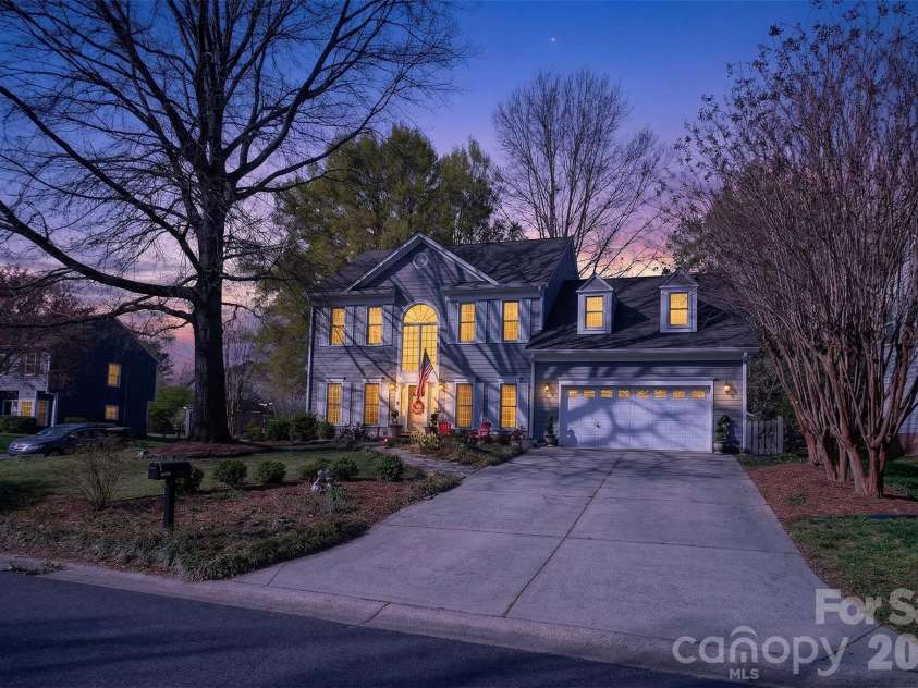 8601 Walsham Drive, Charlotte, NC 28277.  MLS# CAR4364626, YatesRealty ID 15162. Twilight