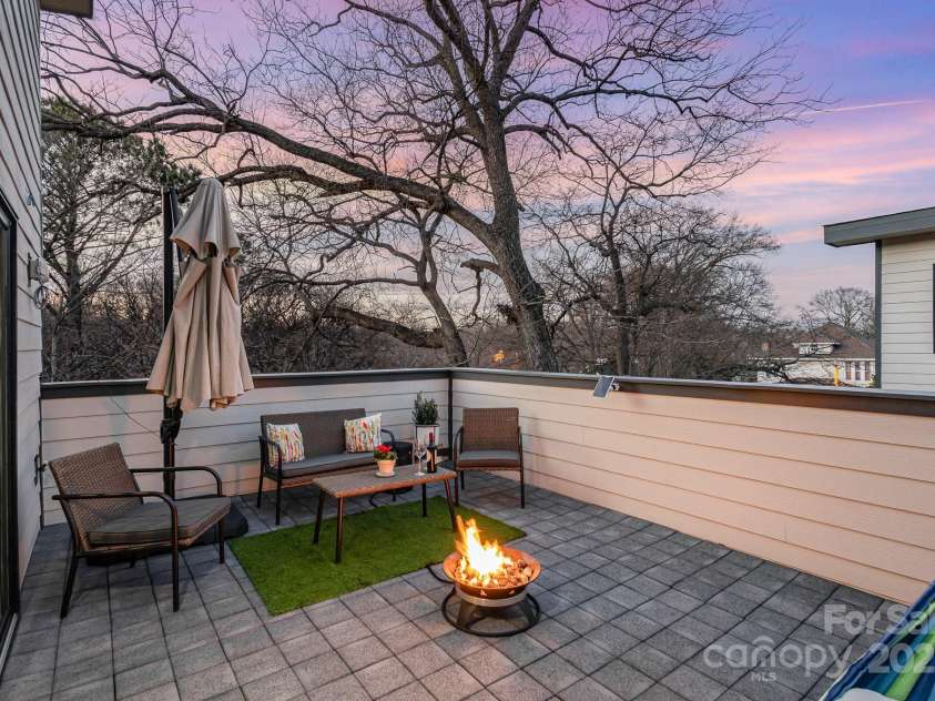 1115 Greenleaf Avenue, Charlotte, NC 28202.  MLS# CAR4248840, YatesRealty ID 15173. Rooftop Terrace Evening Looking Toward Frazier Park