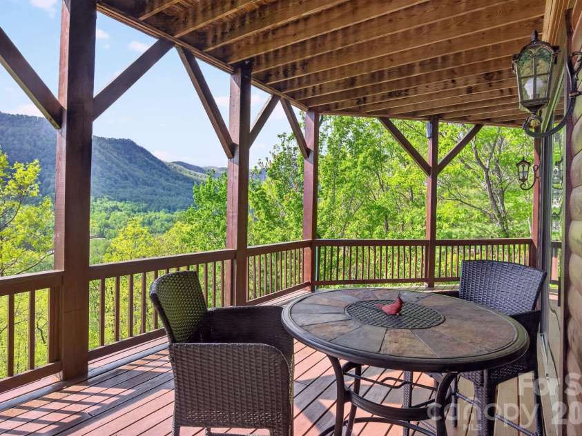 80 Valley View Drive, Marion, NC 28752.  MLS# CAR4365654, YatesRealty ID 15175. Second level full covered wrap around porch with long range mountain views providing direct access for everyone hanging out on the this level while there are still upper and lower covered porches.