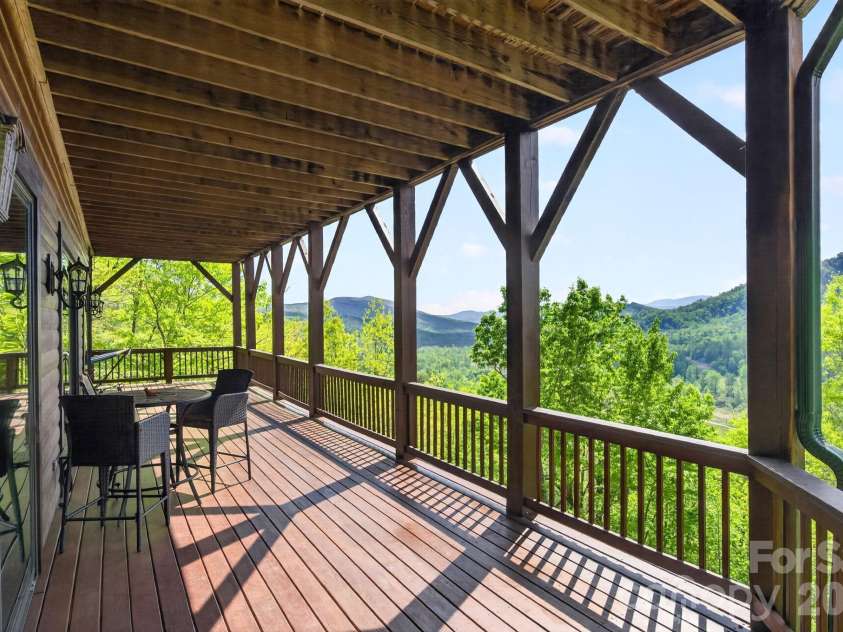 80 Valley View Drive, Marion, NC 28752.  MLS# CAR4365654, YatesRealty ID 15175. Second level full covered wrap around porch with long range mountain views providing direct access for everyone hanging out on the this level while there are still upper and lower covered porches.