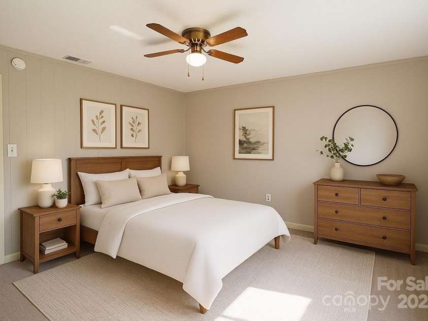 262 Rooster Cove, Brevard, NC 28712.  MLS# CAR4332799, YatesRealty ID 15209. Main level bedroom, staged virtually