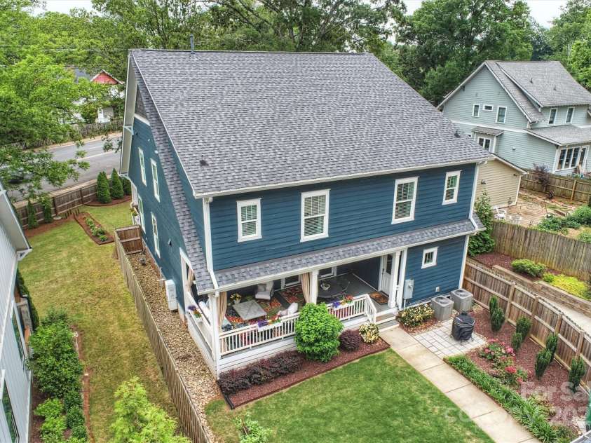 2829 Holt Street, Charlotte, NC 28205.  MLS# CAR4260071, YatesRealty ID 15243. Aerial View of Rear