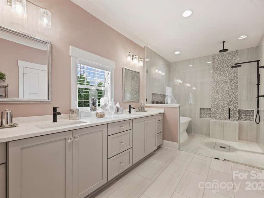2829 Holt Street, Charlotte, NC 28205.  MLS# CAR4260071, YatesRealty ID 15243. Primary Ensuite with dual sink vanity