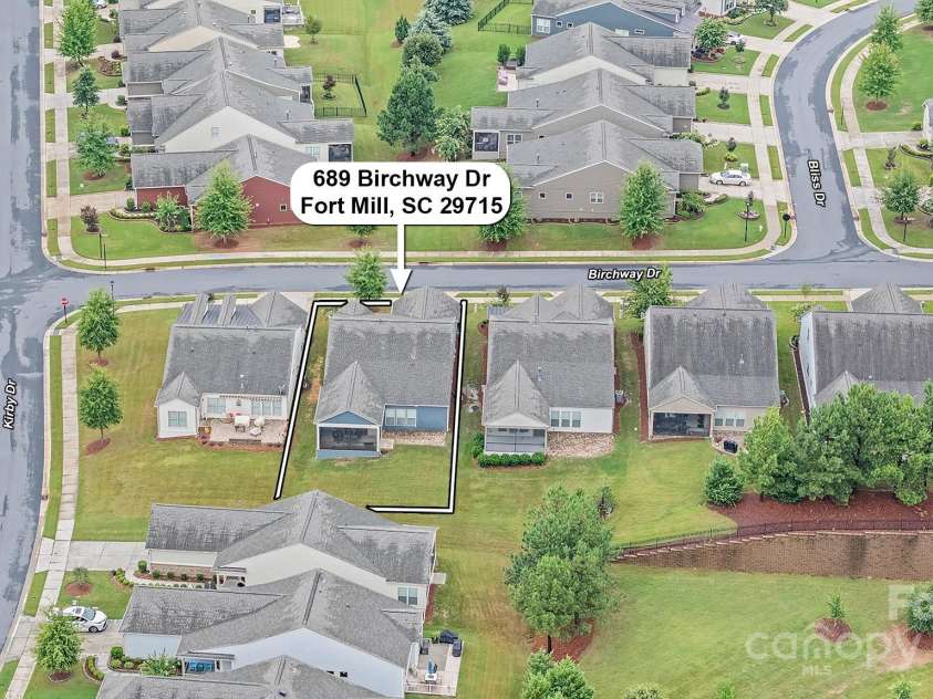 689 Birchway Drive, Fort Mill, SC 29715.  MLS# CAR4291605, YatesRealty ID 15345. Aerial View