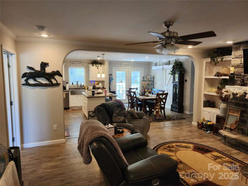 583 Cane Branch Road, Burnsville, NC 28714.  MLS# CAR4251066, YatesRealty ID 15423. View from the living room of the kitchen/dining area