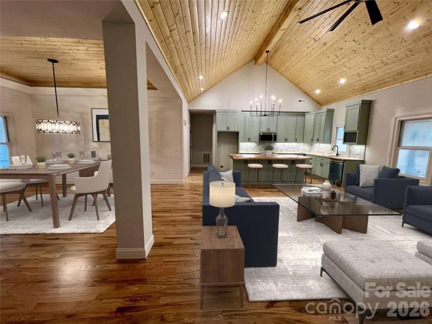 397 Soquili Drive, Brevard, NC 28712.  MLS# CAR4206304, YatesRealty ID 1543. Kitchen to Great Room