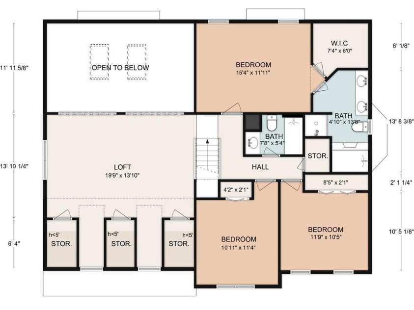 401 Silver Maple Court, Fletcher, NC 28732.  MLS# CAR4225448, YatesRealty ID 15472. Upper level floorplan