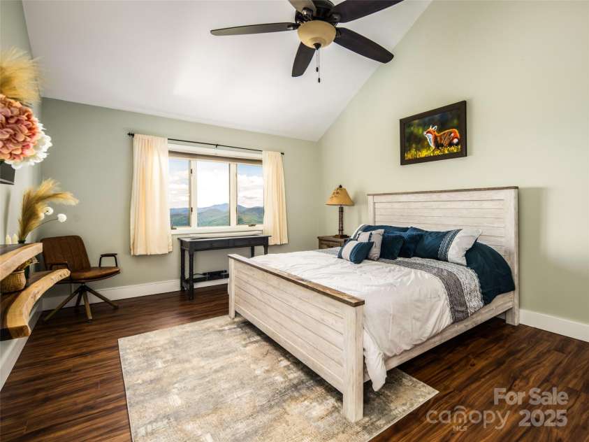 4344 Eagles Nest Road, Waynesville, NC 28786.  MLS# CAR4261425, YatesRealty ID 15485. EXCEPTIONAL VIEWS FROM UPPER LEVEL GUEST BEDROOM