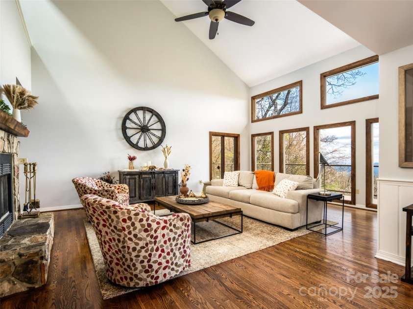 4344 Eagles Nest Road, Waynesville, NC 28786.  MLS# CAR4261425, YatesRealty ID 15485. VIEW OF LIVING ROOM FROM DINING AREA