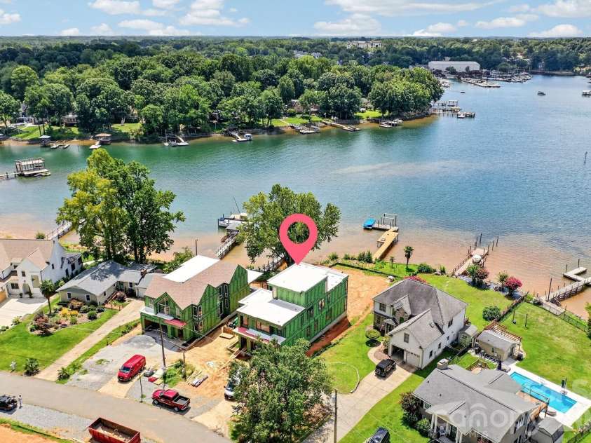 21506 Rio Oro Drive, Cornelius, NC 28031.  MLS# CAR4347482, YatesRealty ID 15702. Aerial view of the home under construction facing a southern direction.