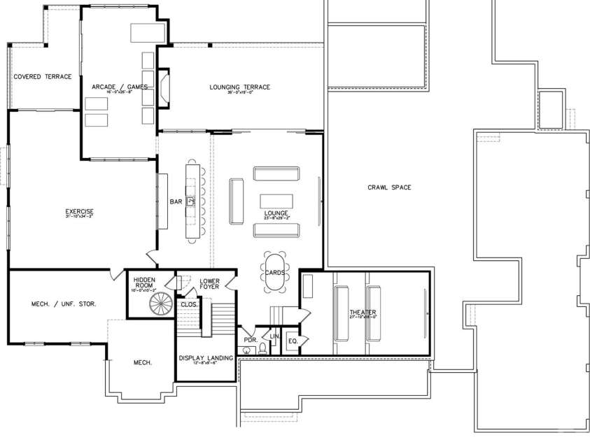 6012 Hathaway Lane, Waxhaw, NC 28173.  MLS# CAR4309543, YatesRealty ID 1581. Lower Floor Plan (unfinished)