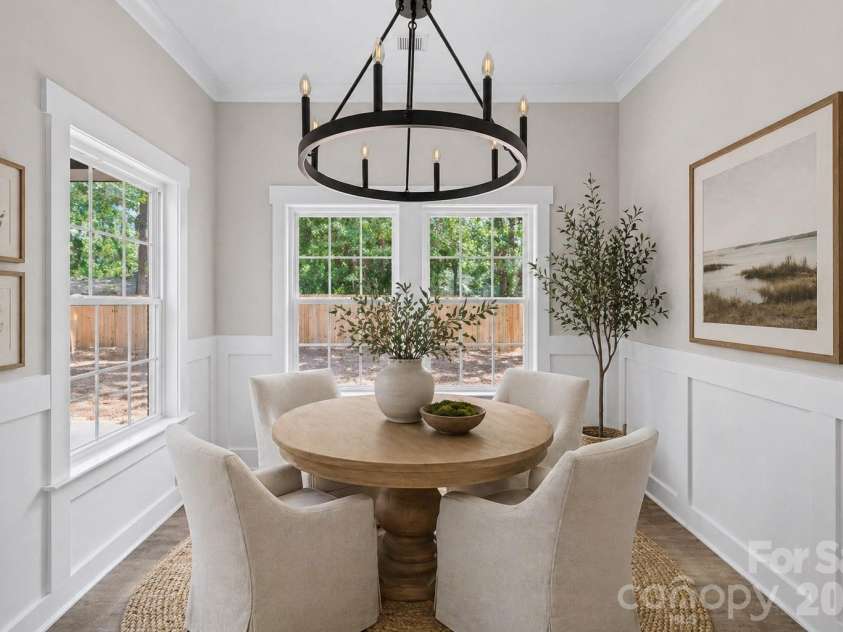 5121 Morningwood Drive, Matthews, NC 28105.  MLS# CAR4367917, YatesRealty ID 15835. Dining area virtually staged