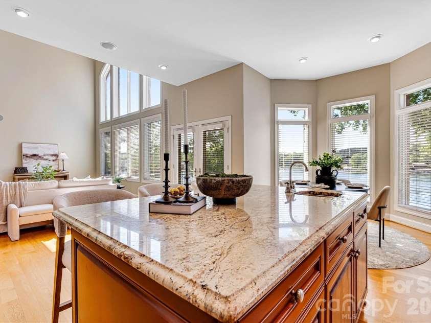 4202 54th Avenue, Hickory, NC 28601.  MLS# CAR4365981, YatesRealty ID 15875. Open Concept Kitchen Island and Great Room/Lake View 