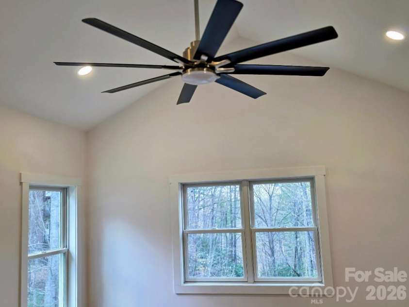 22 Salt Box Haven, Burnsville, NC 28714.  MLS# CAR4364362, YatesRealty ID 16043. Primary bedroom with ve large ceiling fan