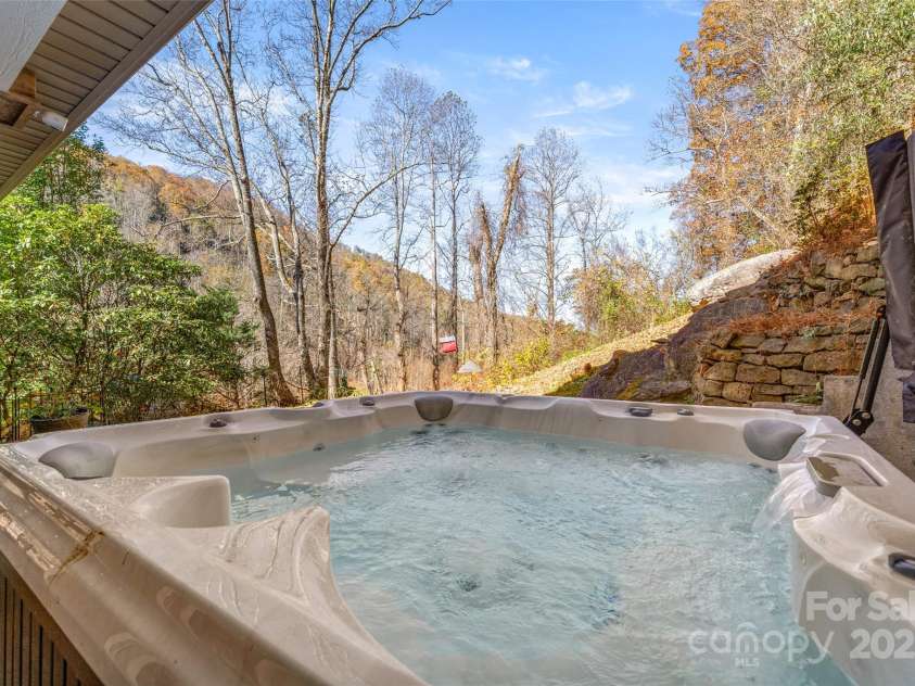 571 Terrys Gap Road, Fletcher, NC 28732.  MLS# CAR4330724, YatesRealty ID 1611. Hot tub and views convey!