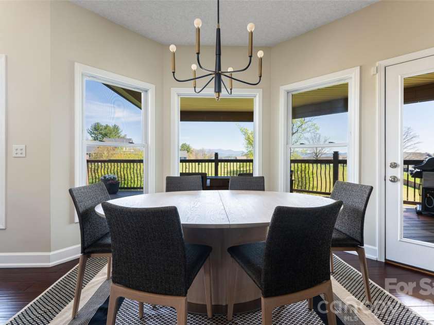 12 Horizon View Lane, Alexander, NC 28701.  MLS# CAR4373999, YatesRealty ID 16165. Dining area with access to covered back deck